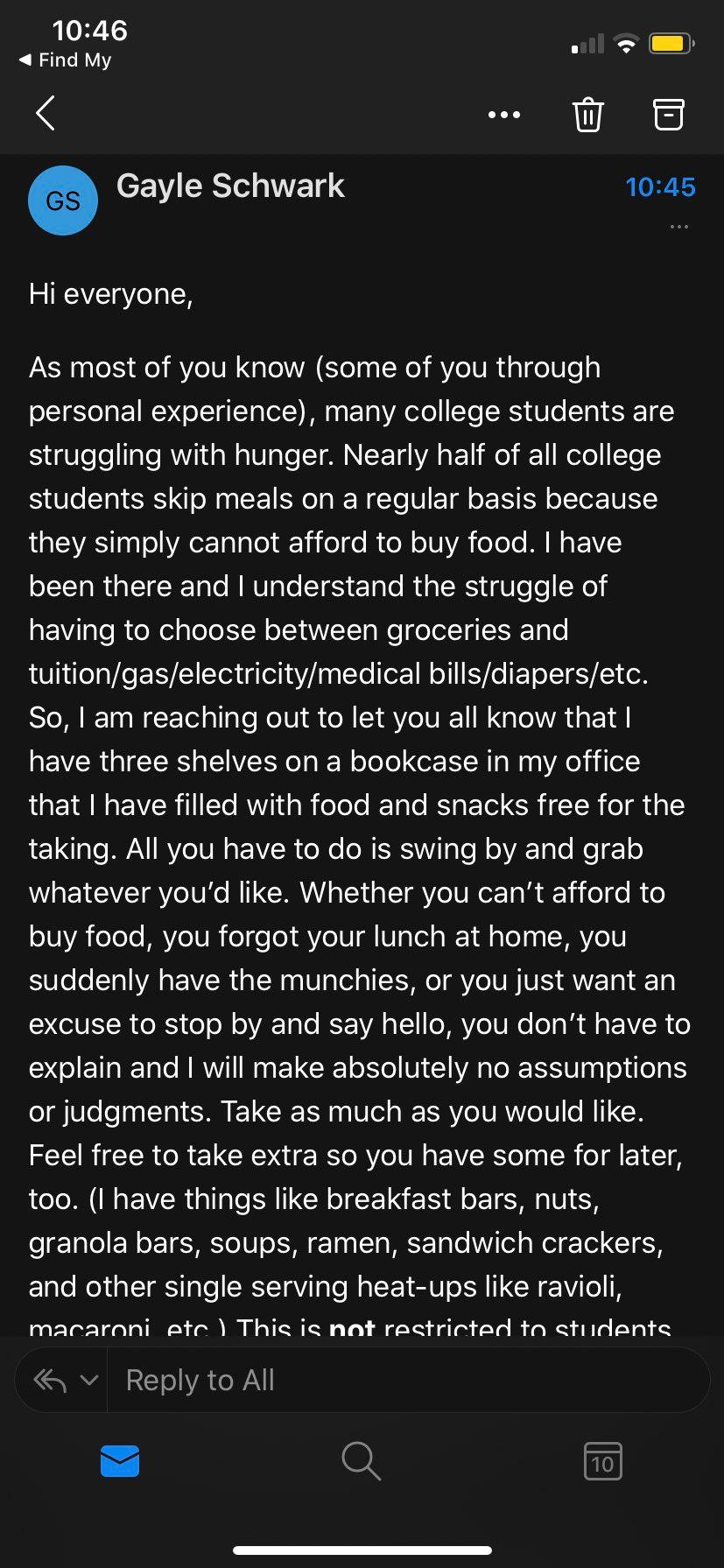 professor gives food