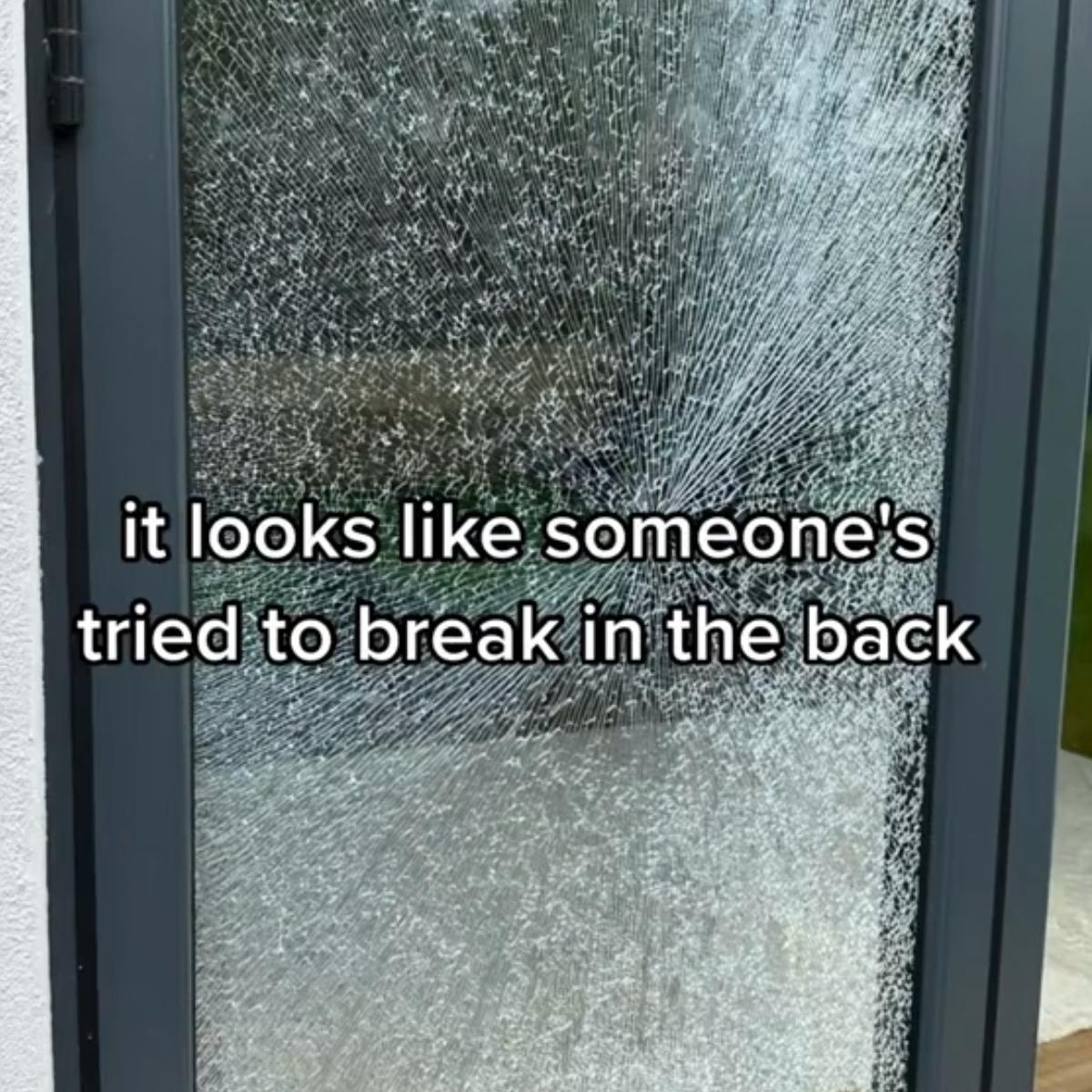 shattered glass door