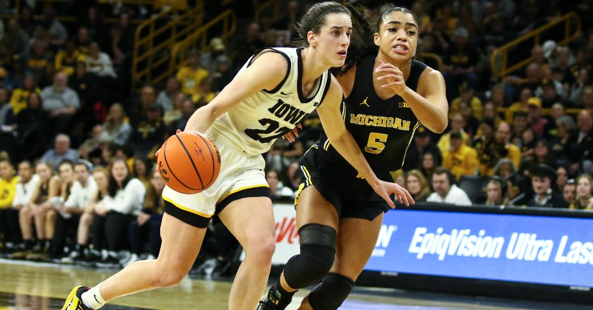 Caitlin Clark playing for Iowa State University in a game against Michigan State