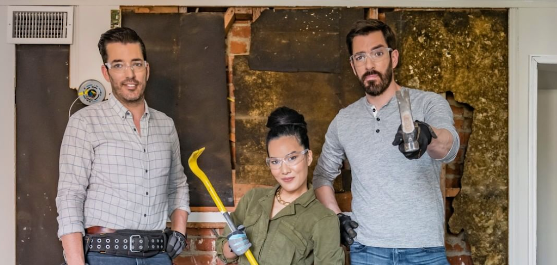 Jonathan and Drew Scott with Ali Wong for 'Celebrity IOU'