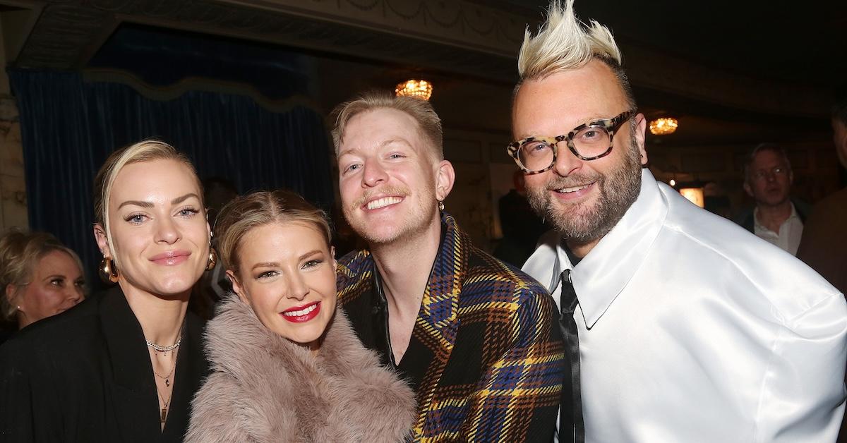 Dayna Kathan, Ariana Madix, Logan Cochran, and Brad Kearns pose backstage as Madix makes her Broadway debut as "Roxy Hart" in the hit musical "Chicago" 