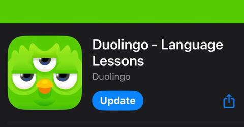 Duolingo's three-eyed logo.
