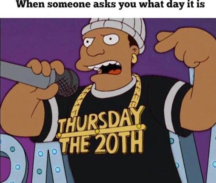 Joke about Thursday the 20th on 'The Simpsons'