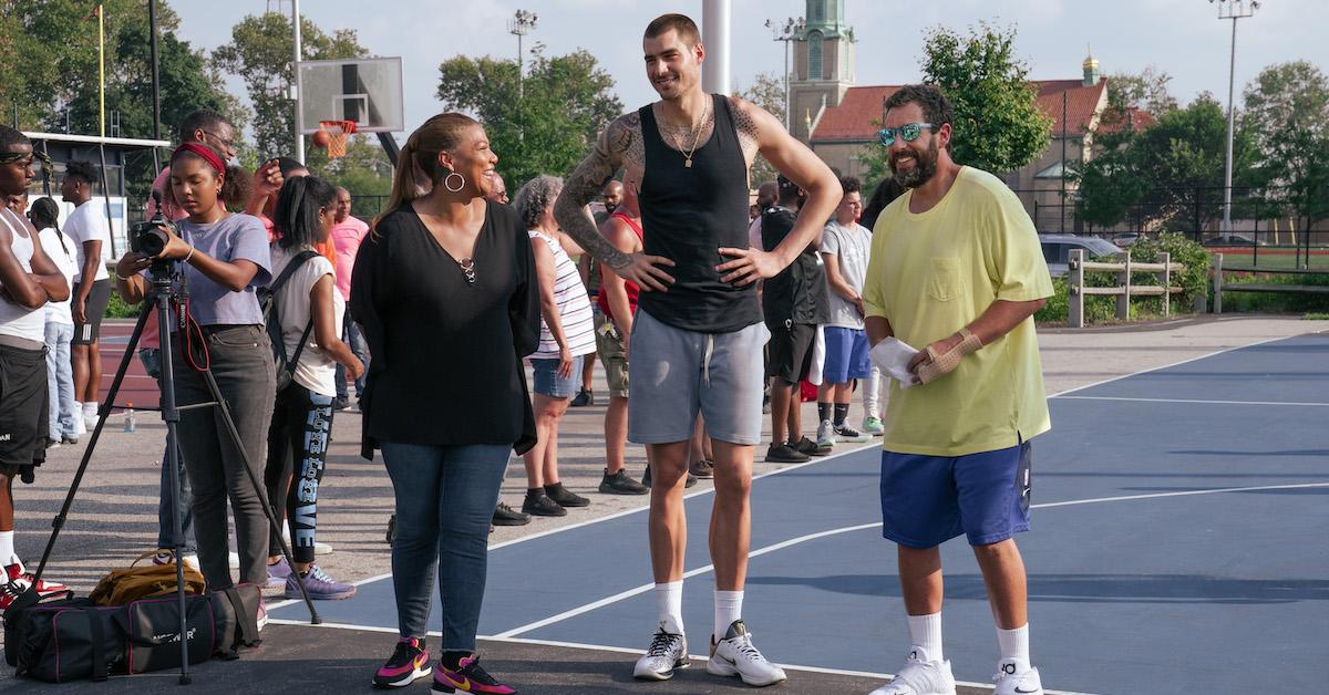 Jordan Hull, Queen Latifah, Juancho Hernangomez, and Adam Sandler in 'Hustle'