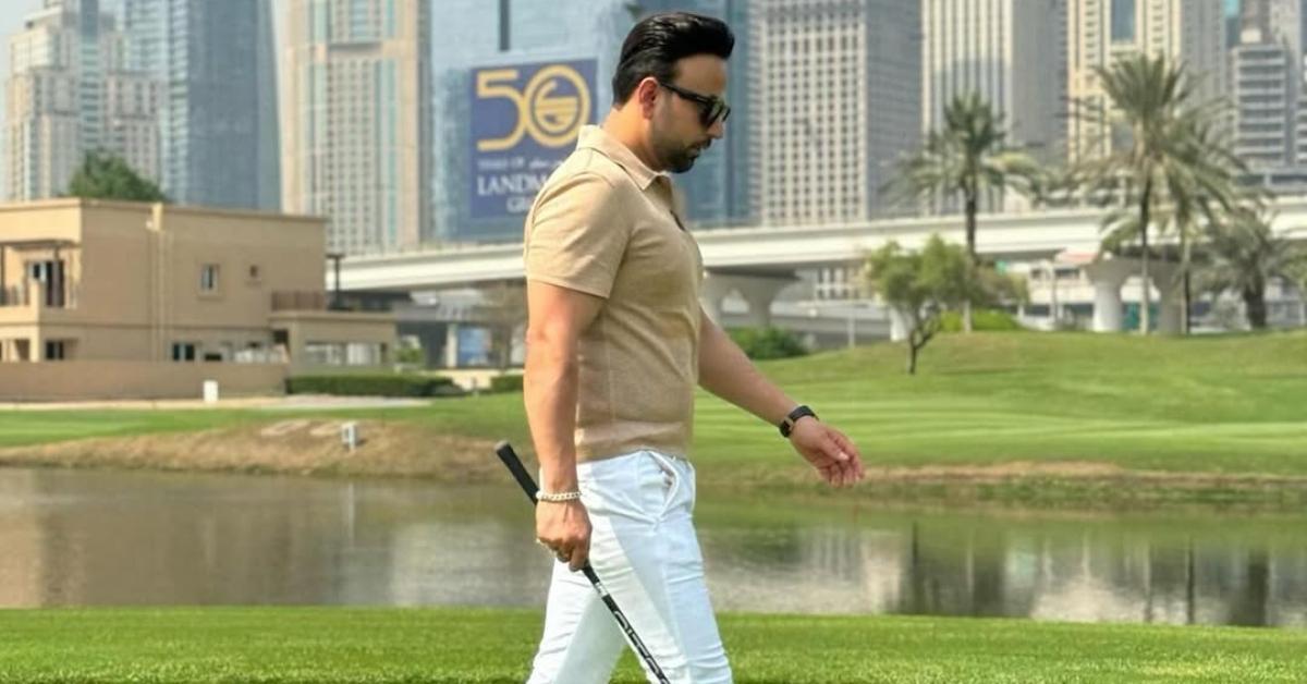 Satish Sanpal on a golf course in Dubai.