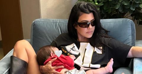 Kourtney Kardashian breastfeeding baby Rocky in August 2024.