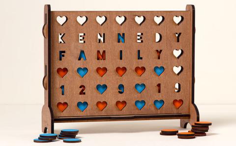 Personalized Hearts Four-Across Game