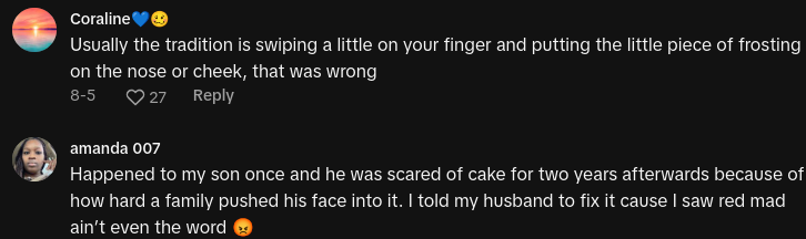 aunt smashes cake babys face