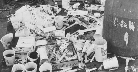 Piles of needles and punch laced with cyanide, from Jonestown