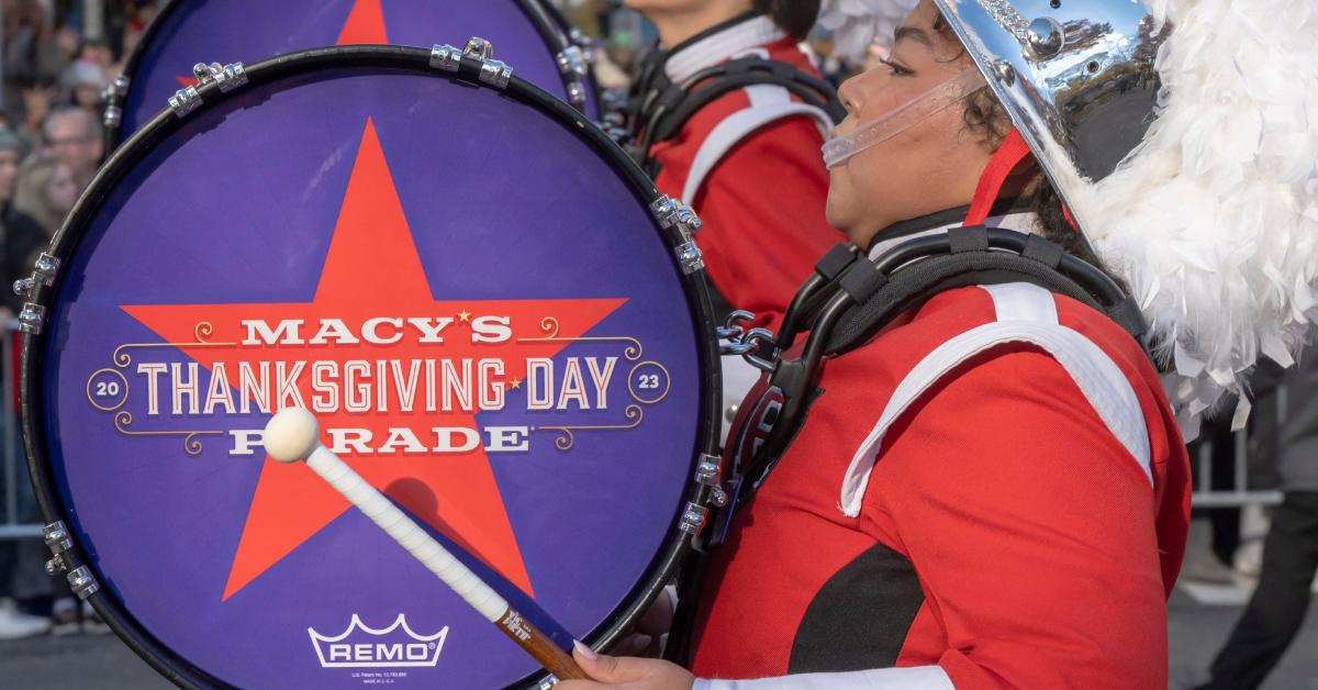 A band plays during the annual Macy's Thanksgiving Day Parade.