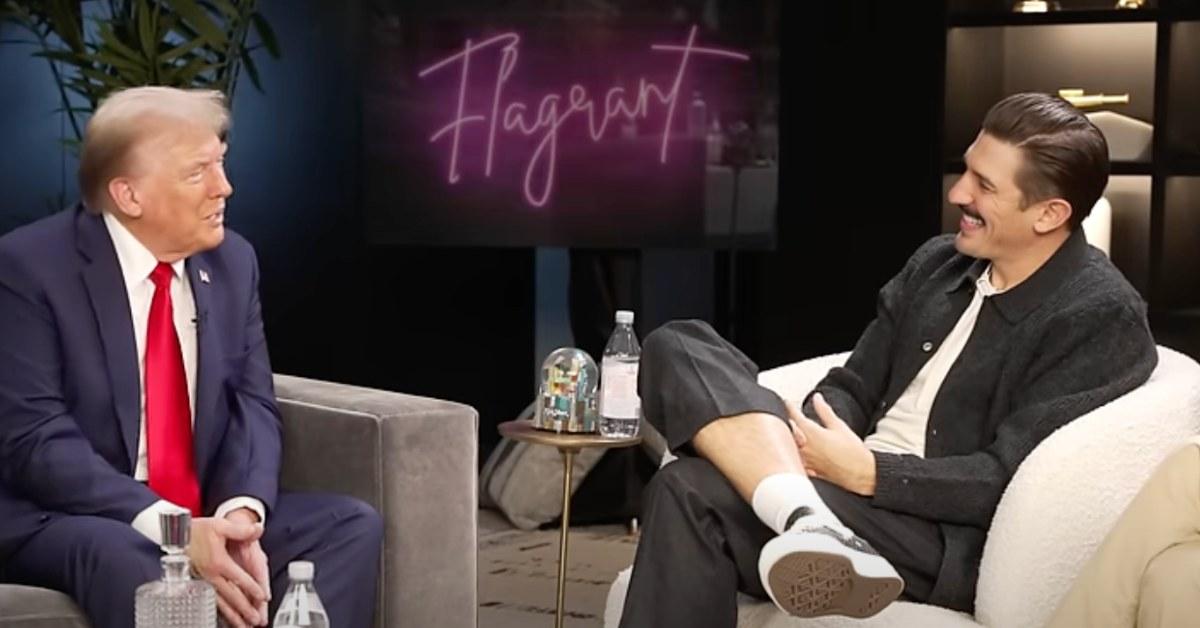 Andrew Schulz interviewing Donald Trump on his podcast 'Flagrant'