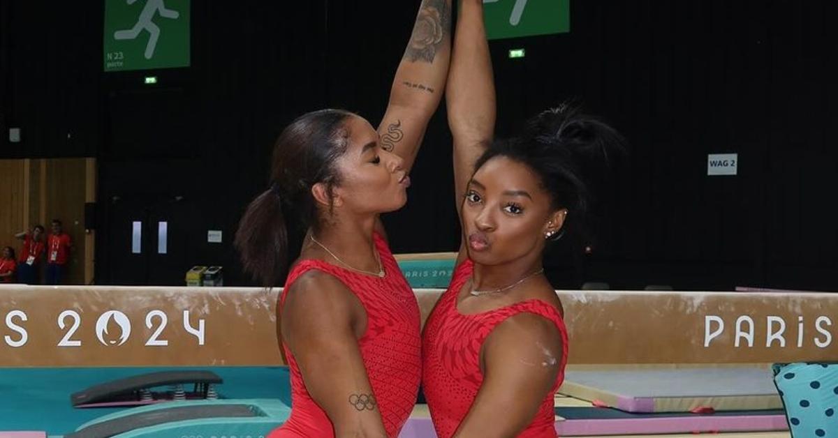 (l-r): Jordan Chiles and Simone Biles