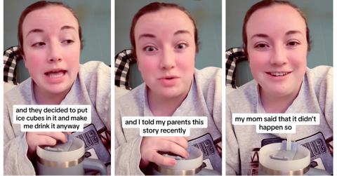 A woman's mom denies making her drink warm milk at dinner during her childhood