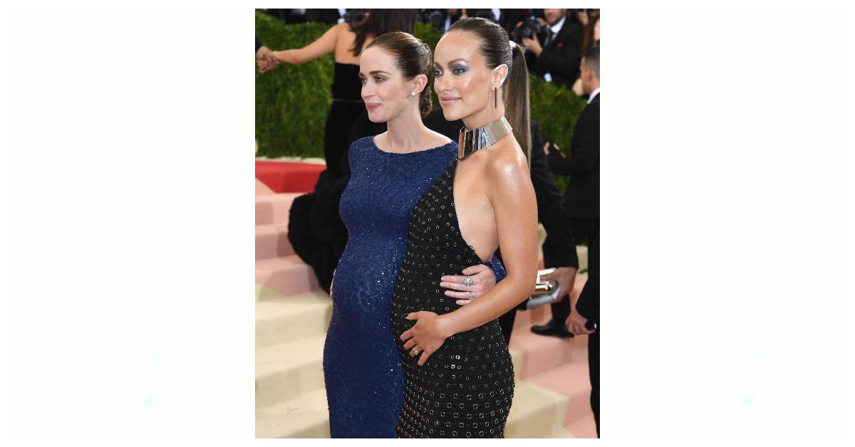 Olivia Wilde and Emily Brunt both rock baby bumps at the Met Gala in May 2016.