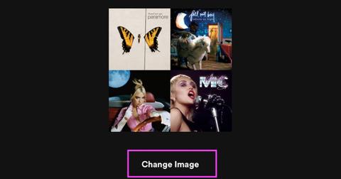 Emphasizing the "Change Image" feature on Spotify.