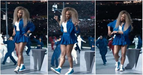 Serena Williams crip walking during the Kendrick's "Not Like Us" song at Super Bowl LIX.