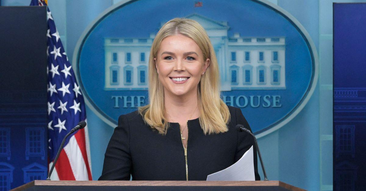 Karoline Leavitt at the White House podium. 