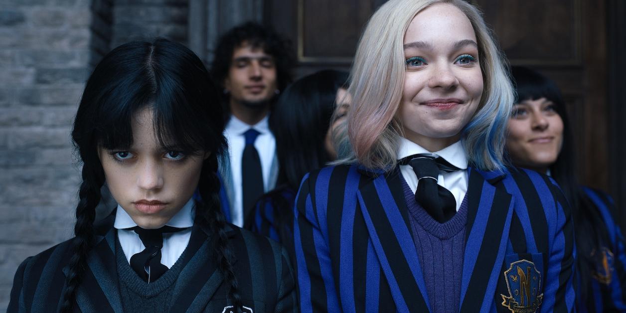 Jenna Ortega as Wednesday Addams, Emma Myers as Enid Sinclair in Episode 102 of 'Wednesday.'