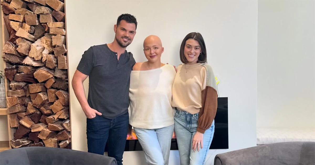 Maddy Baloy with the Lautners after appearing on their podcast. 