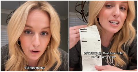 A customer asked to tip three times