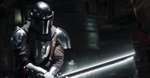 Din Djarin with the Darksaber