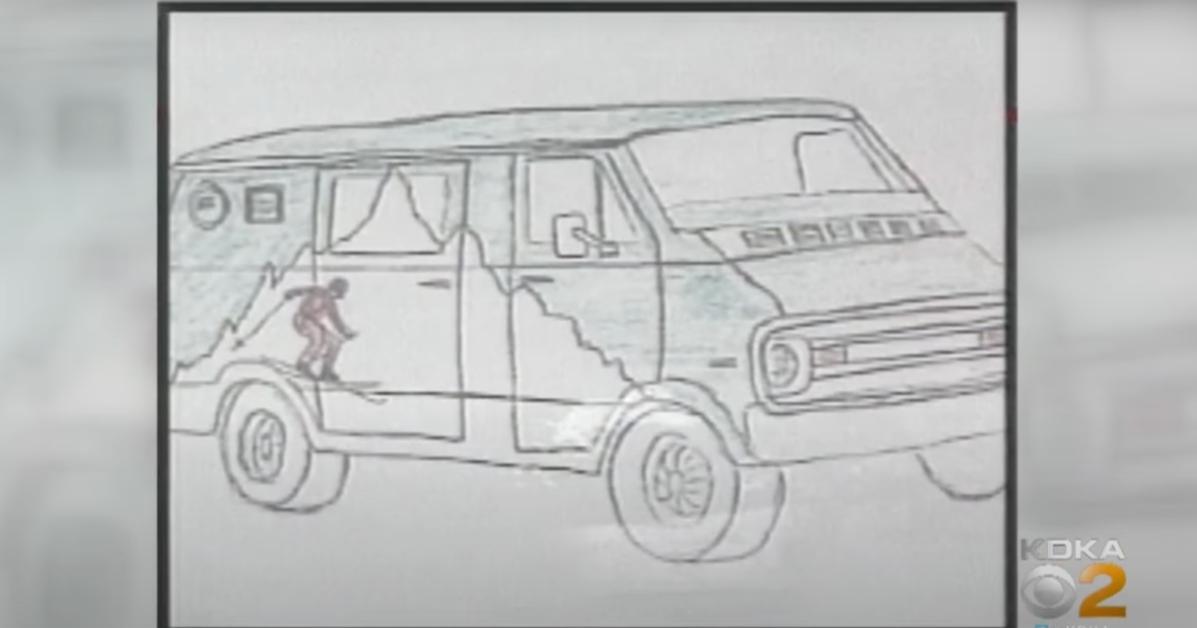 Drawing of van that was seen outside the school bus the day Cherrie Mahan disappeared 