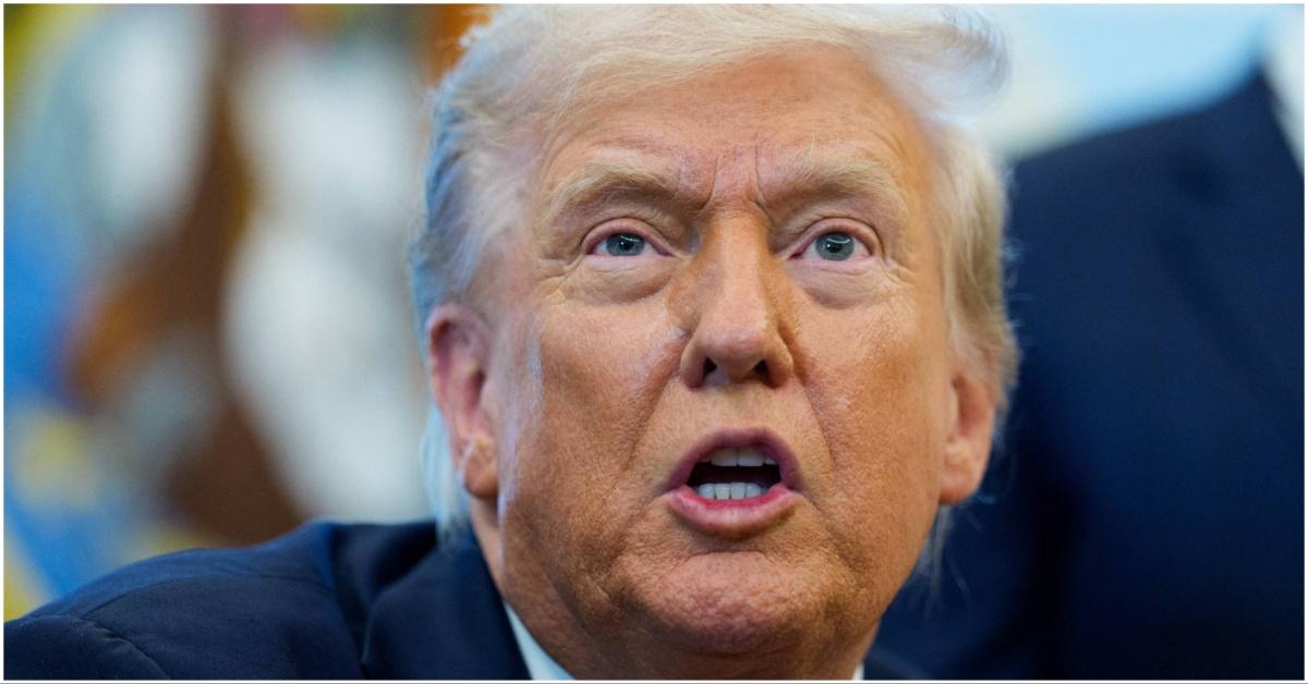 Donald Trump talking to someone at the White House