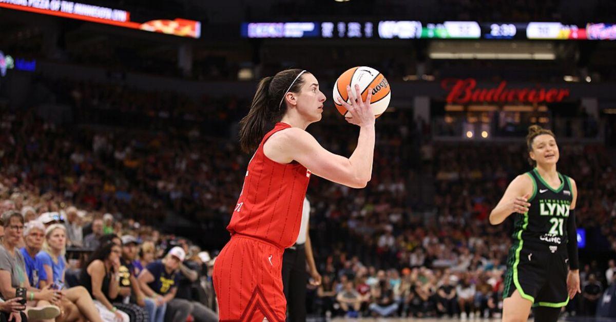 Caitlin Clark shooting during a WNBA game. 