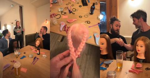 Dads Learn How to Braid Daughter's Hair at Boozy Gathering
