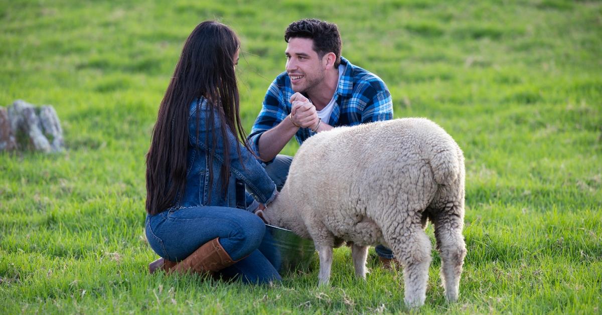 Jenn gives Devin during the farm group date on Season 21 of 'The Bachelorette.'