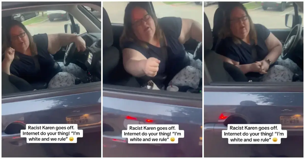 racist karen blocks men's car after they parked in her driveway, says whites rule