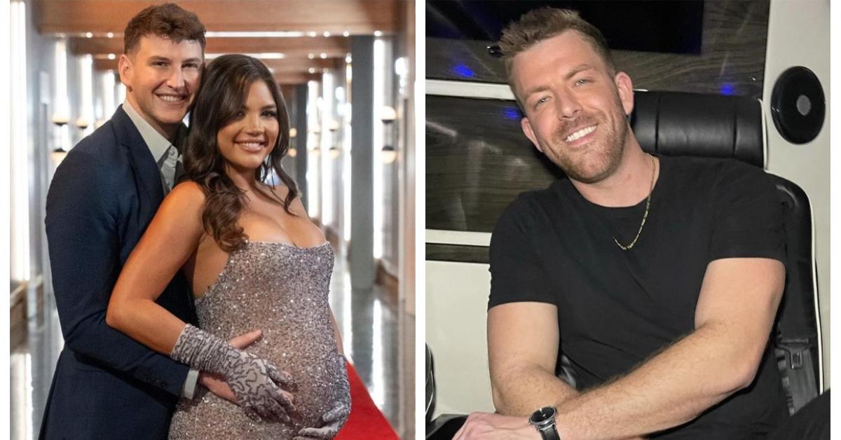 Blake Horstmann and Giannina Gibelli show off her pregnant belly; Damian Powers sitting in a car