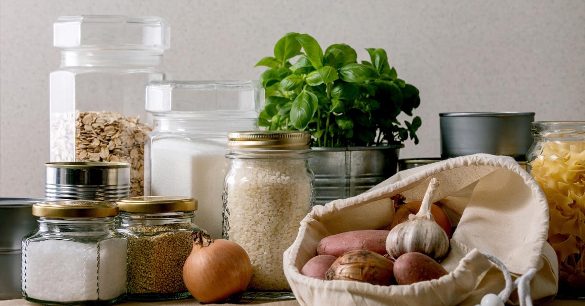 Food ingredients spread out on a counter.