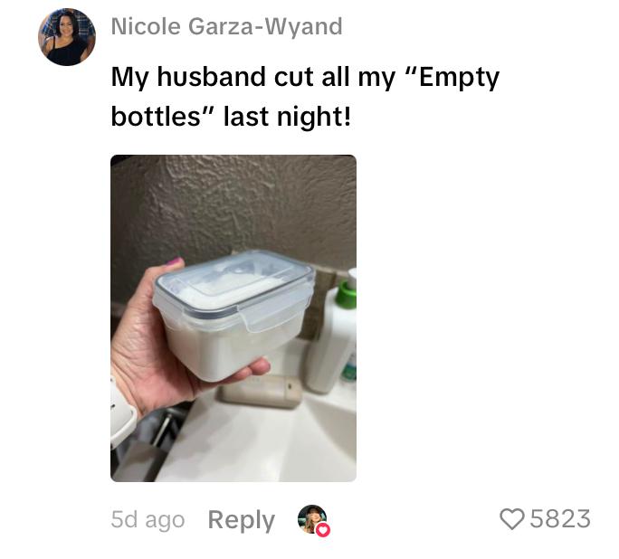 Comment on TikTok about EOS's flawed lotion bottles that cause product to go to waste.