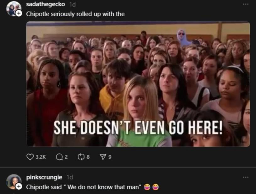 Chipotle reactions from social media post