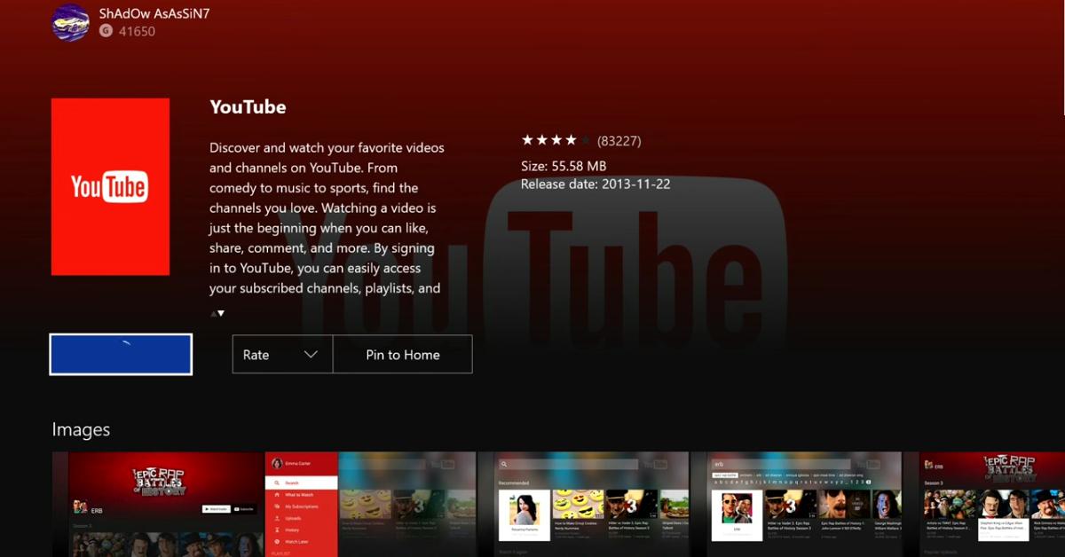 YouTube App Xbox