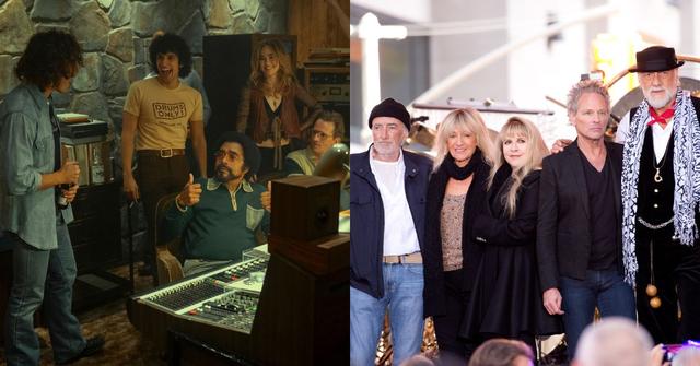 Cast members of 'Daisy Jones & The Six' and members of Fleetwood Mac