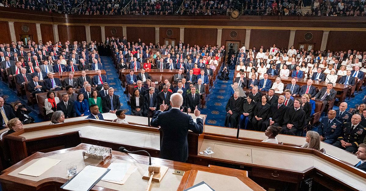 A shot of the State of the Union in 2024 from the back. 