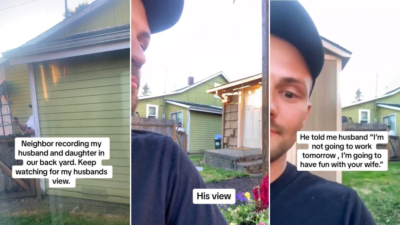 A neighbor records a family in their own yard