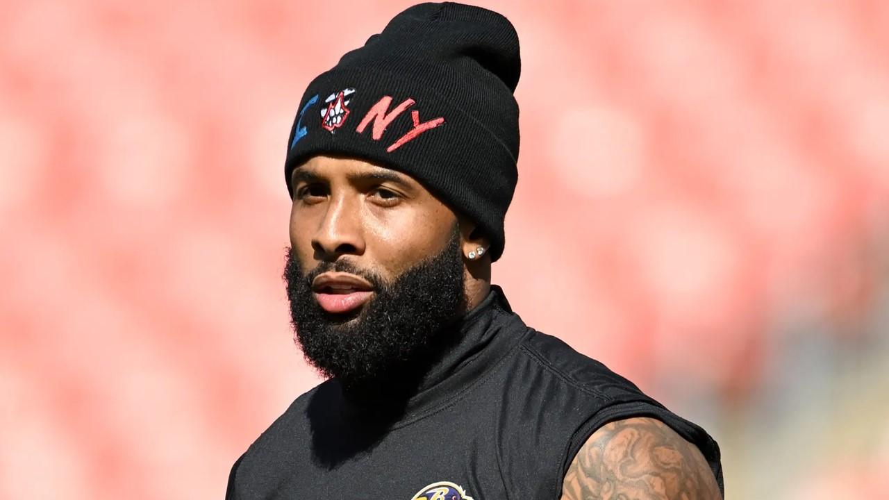 Odell Beckham Jr. warming up before a Baltimore Ravens game