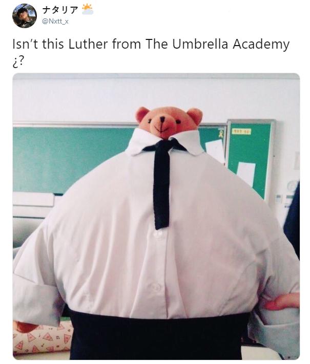 People Can T Stop Making Memes About Luther S Body In The Umbrella Academy - roblox bear memes