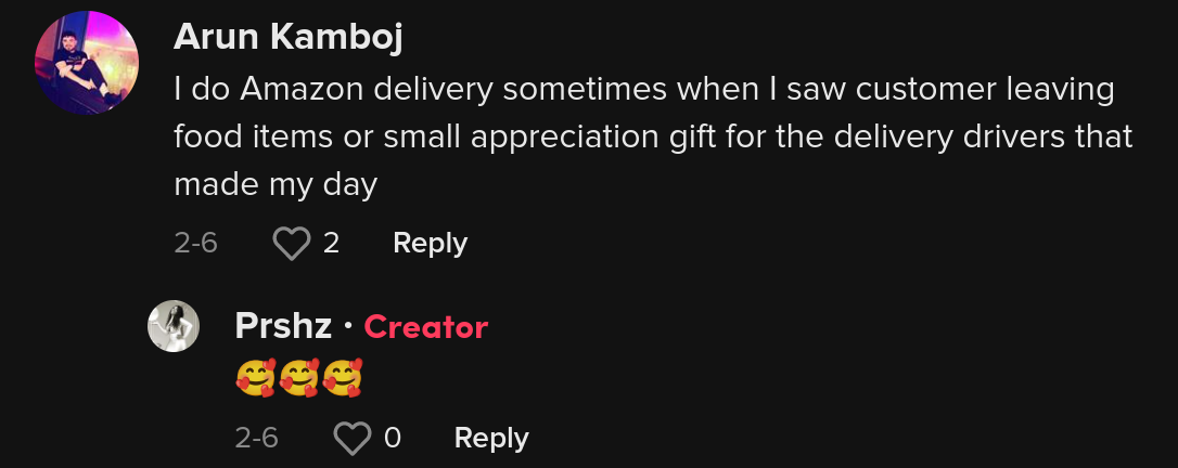 delivery driver gracious reaction
