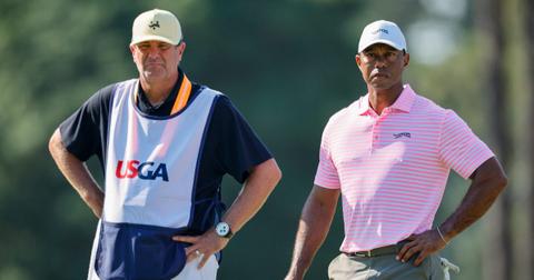 Tiger Woods with his caddie, Lance Bennett
