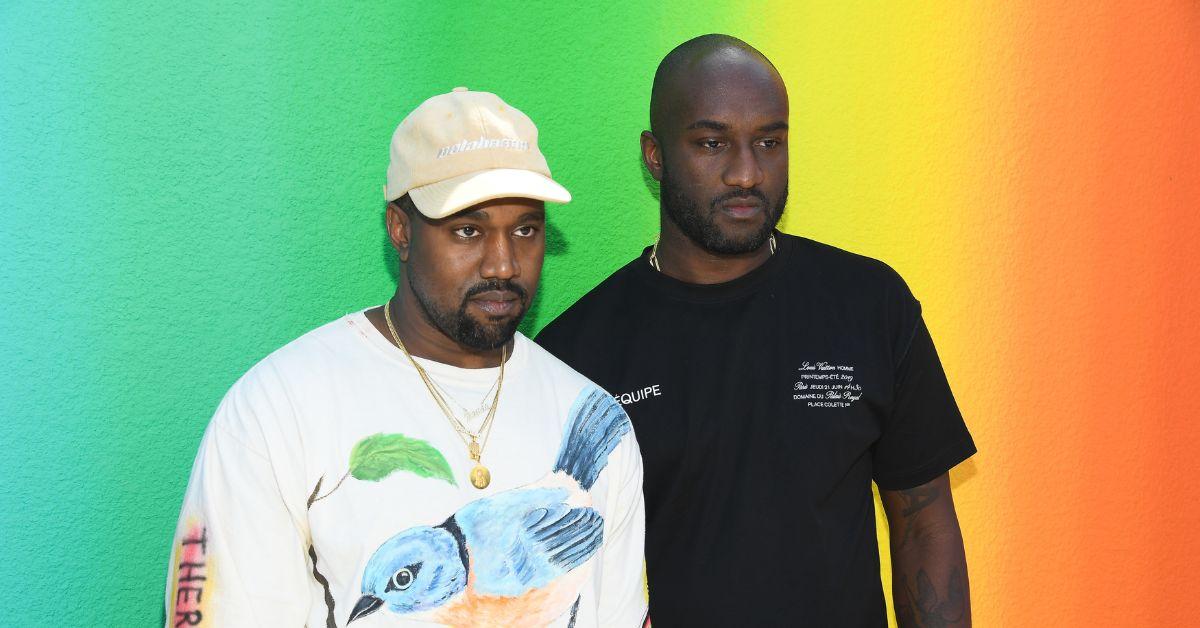 (l-r): Kanye West and Virgil Abloh attending a fashion show together.