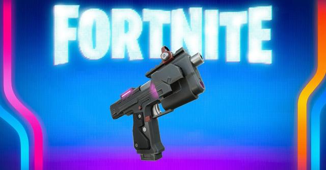 The Lock-On Pistol from Fortnite displayed in front a stylized background.
