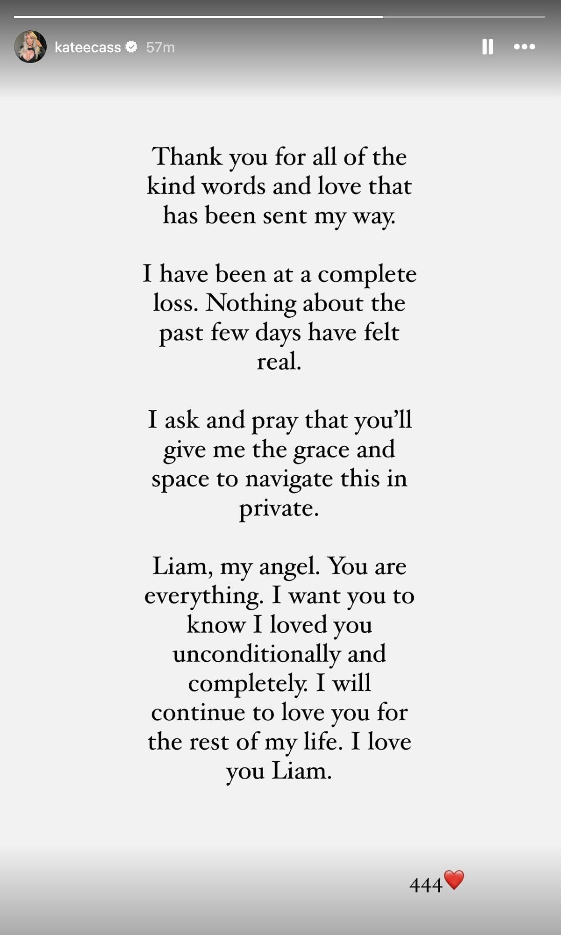 Kate Cassidy broke her silence about Liam Payne's death via her Instagram Story.