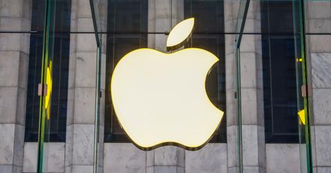 Apple logo displayed at a New York City Apple store