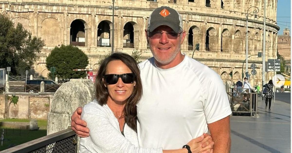 Brett Farve and his wife traveling abroad.