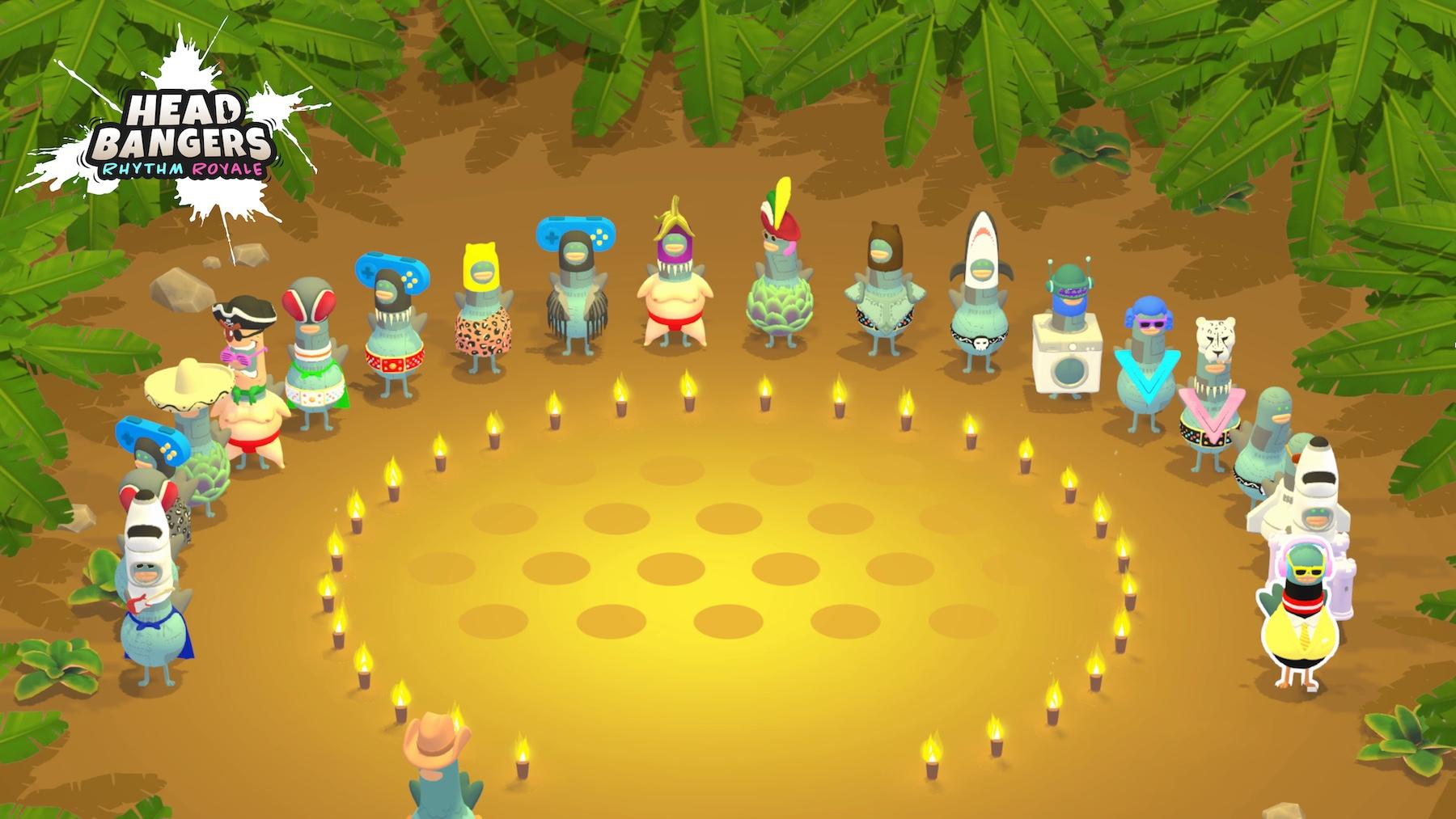 A bunch of pigeons around a circle made of candles in 'Headbangers'