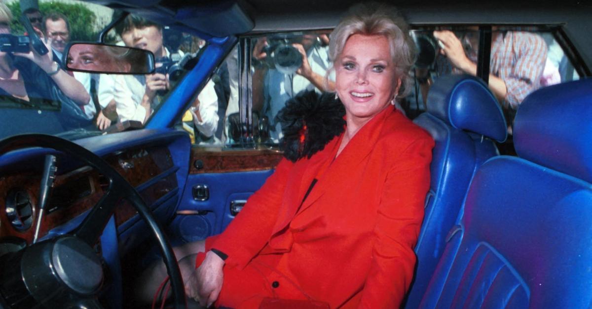 Zsa Zsa Gabor sits in her car